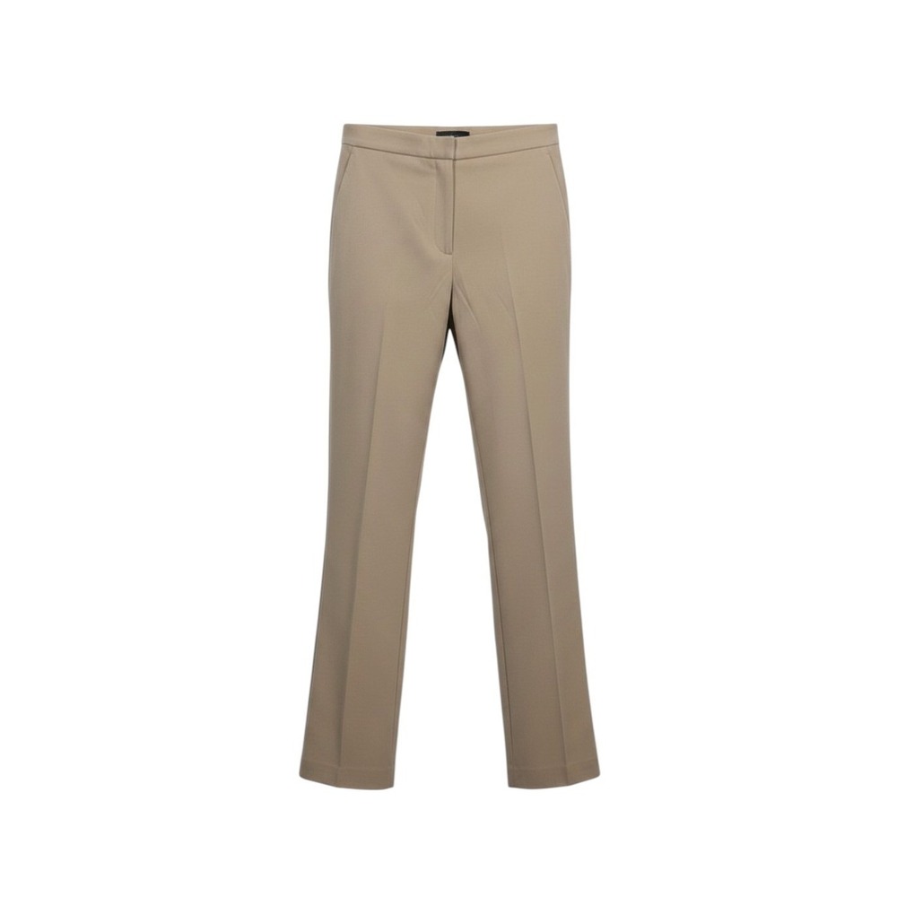 St John Khaki Woven Straight Leg High Rise Pants 14 Capsule Old Money Minimalist